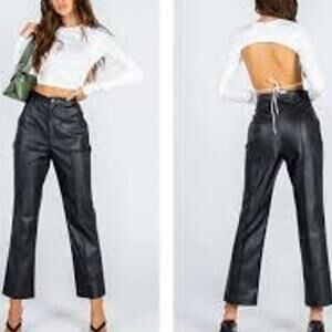 Princess Polly Encore Faux Leather Pants Woman's 4 High Rise Straight Leg Rocker